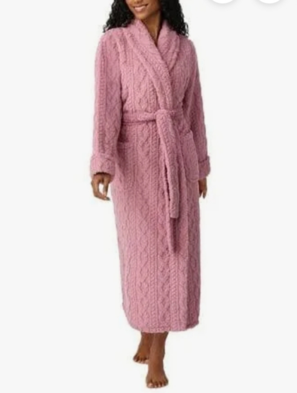 New Room Service Cozy Wrap Robe Size Medium M 8 10 Cable Knit Pink NWT